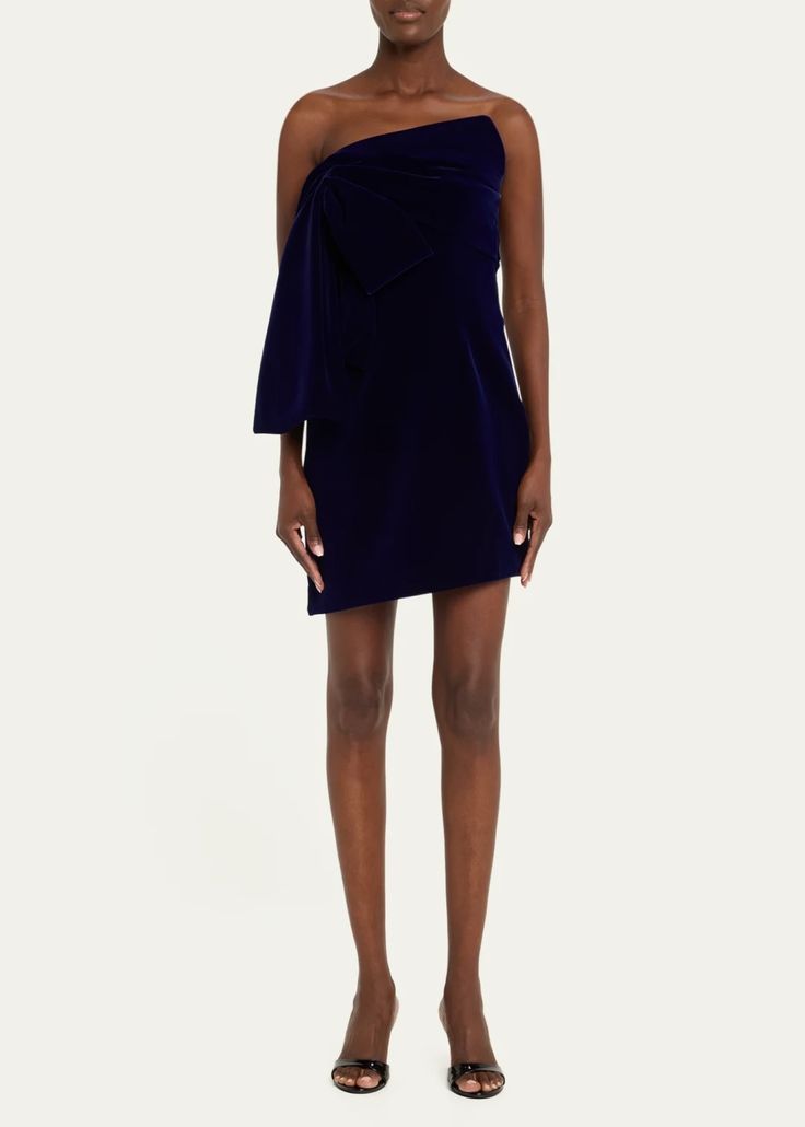 Givenchy Strapless Velvet Bow Mini Dress - Bergdorf Goodman Designer Formal Mini Dress, Designer Mini Dress For Formal Occasions, Designer Mini Dress For Evening, Chic Velvet Dress For Formal Occasions, Designer Sleeveless Cocktail Dress, Designer Mini Evening Dresses, Designer Mini Length Party Dresses, Luxury One-shoulder Night Out Dress, Designer Mini Party Dress