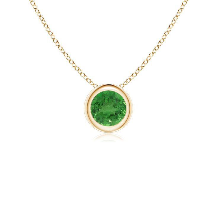 The round tsavorite appears to be floating on the chain. It is secured in a 14k yellow gold bezel setting and charms with its bright green hue. This solitaire pendant is simple and alluring. Solitaire Pendant, Bright Green, 18k Rose Gold, Bezel Setting, Floating, Charms, Yellow Gold, Rose Gold, Pendant Necklace