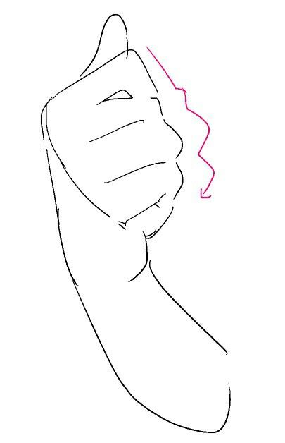 a line drawing of a hand holding something