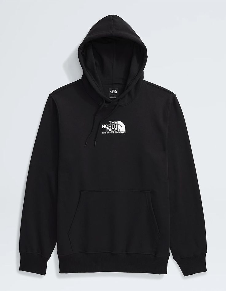 The North Face Fine Alpine Hoodie. Graphic Screened On Chest. Front Pouch Pocket. Drawstring Hood. Fleece Lining. Cuffed Long Sleeves And Hem. 56% Polyester 44% Cotton. Rib: 49% Cotton 49% Polyester 2% Elastane. Hood Lining: 50% Cotton 50% Polyester. Machine Wash. Imported. Black The North Face Sweatshirt For Fall, Casual Black Hiking Hoodie, The North Face Black Hooded Hoodie, Black The North Face Hoodie For Streetwear, The North Face Sweatshirt For Streetwear In Fall, The North Face Fleece Sweatshirt Sporty Style, The North Face Sporty Fleece Sweatshirt, The North Face Sporty Sweatshirt For Outdoor Activities, The North Face Sweatshirt For Fall Streetwear