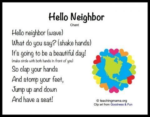 an image of a hello neighbor poem for someone who is in need of help with their child's needs