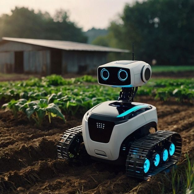 a robot that is sitting in the dirt