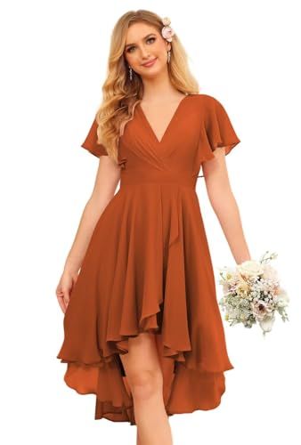 Bodycon Dress Formal, Floral High Low Dress, Burnt Orange Dress, Chiffon Shorts, Ever Pretty, Hi Low Dresses, Short Cocktail Dress, Short Bridesmaid Dresses, Dress Orange