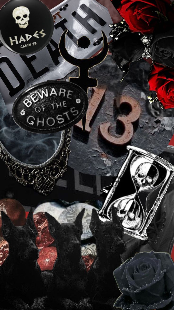 a collage of skulls, roses, and other items with the words beware of the ghost on them