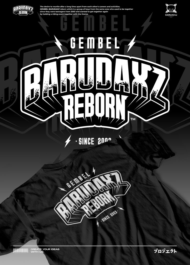 a black and white poster with an image of a shirt that says, parduaky reborn