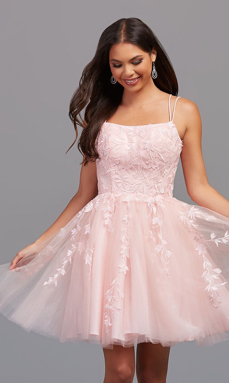 Promgirl Private Label-PromGirl Corset-Back Short Babydoll Prom Dress Short Poofy Dresses, Sweet 16 Dresses Short, Pink Prom Dresses Short, Mitzvah Dresses, Confirmation Dresses, Grad Dresses Short, Poofy Dress, School Dance Dresses, Pink Dress Short