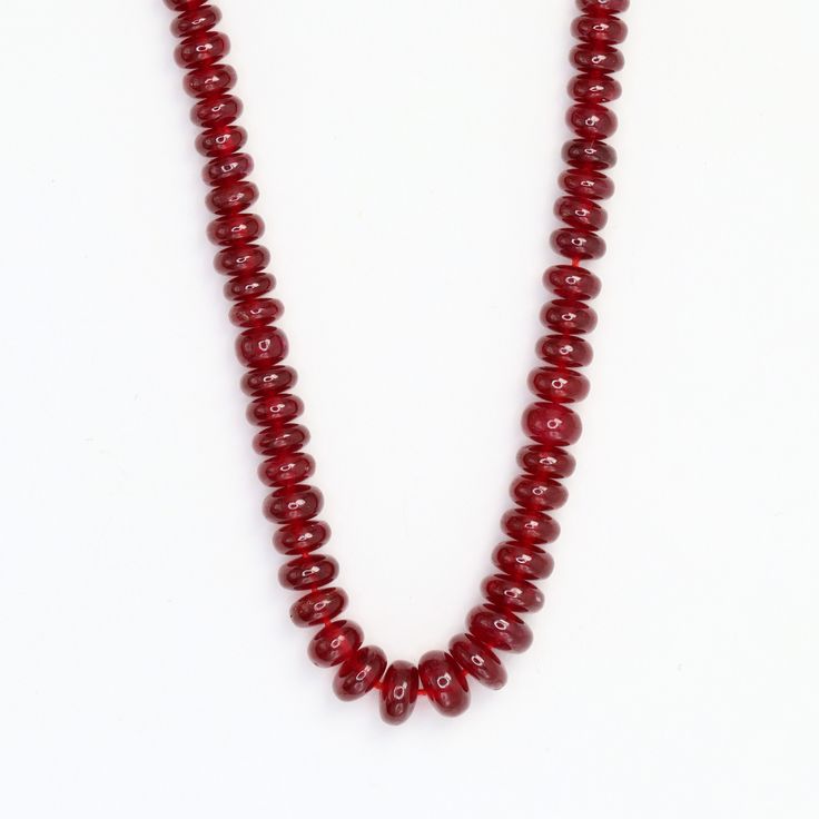 AAA Red Ruby 4mm - 6mm Smooth Rondelles Bead Strand Discover the exquisite beauty of our 16" Full Bead Strand of Red Ruby Smooth Rondelles. These 4mm beads are meticulously crafted from genuine, high-quality red rubies, offering a vibrant and captivating hue that adds a touch of luxury to any jewelry design. Ideal for jewelry designers and stores, these ruby beads are perfect for creating stunning necklaces, bracelets, and earrings. Each bead is smoothly polished to perfection, ensuring a comfortable fit and wear. As a gemstone wholesaler, we provide these ruby rondelles in bulk, offering you the best value for your money. Add a splash of color and elegance to your jewelry collection with these stunning red ruby beads. Specifications: Gemstone: Red Ruby Shape: Smooth Rondelles Size: 4mm - Ruby Beads, Jewelry Designers, Red Ruby, Natural Beads, Bead Strand, Semi Precious Gemstones, Color Splash, Gemstone Beads, Semi Precious