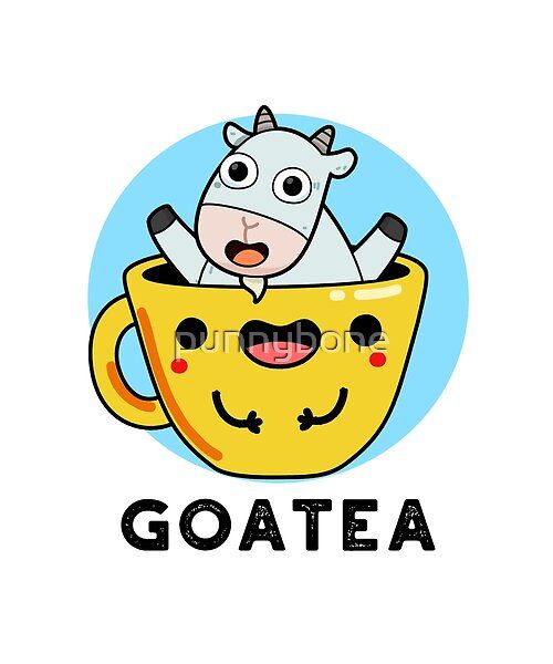 a cartoon animal sitting in a cup with the word goatea