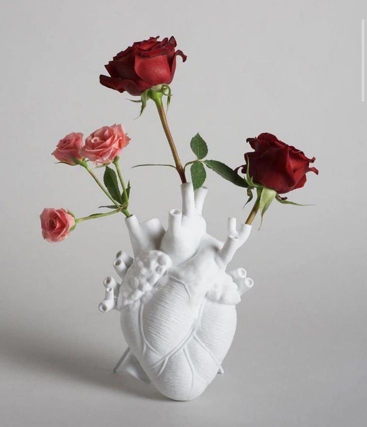 there is a vase with roses in it