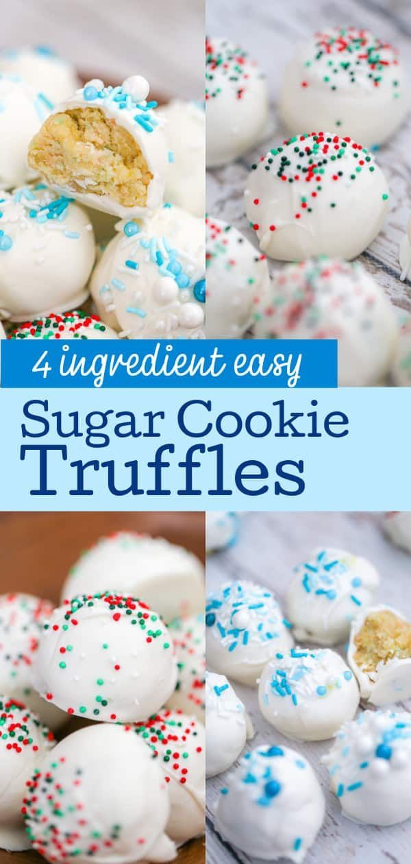 white and red sugar cookie truffles with sprinkles