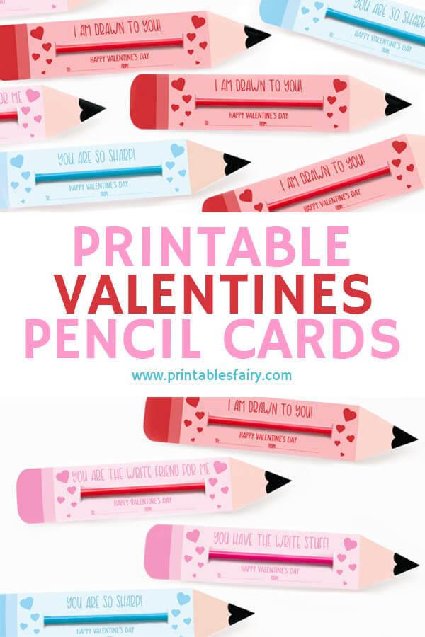 valentine's day printable pencils with hearts on them