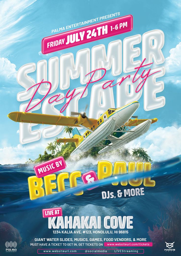 an advertisement for the summer party at becc's beach