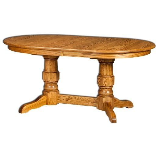 Amish USA Made Handcrafted Preston Double Pedestal Table sold by Online Amish Furniture LLC Oval Kitchen Table, Pedestal Dining Room Table, White Oak Dining Table, Double Pedestal Dining Table, Quarter Sawn White Oak, Oval Dining Table, Amish Furniture, Extension Dining Table, Pedestal Dining Table