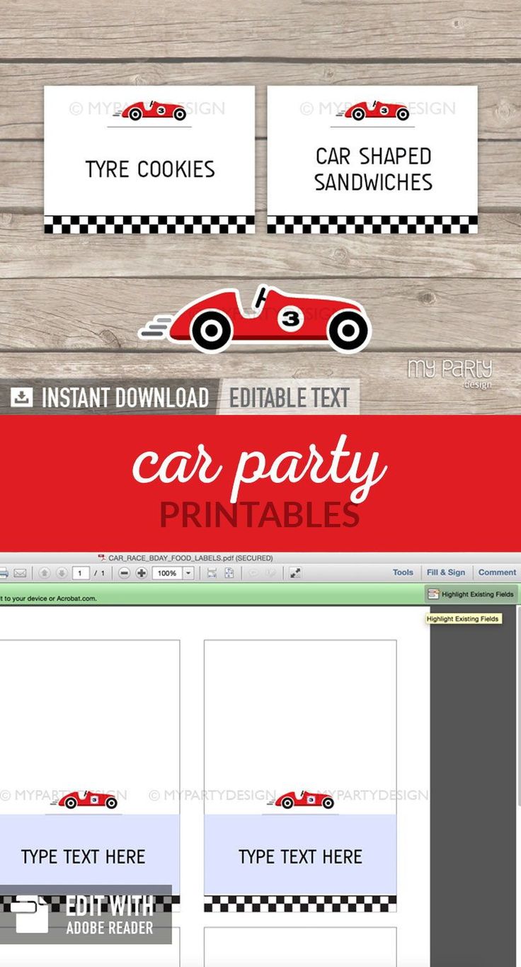 the car party printables are available for use on any vehicle or other item