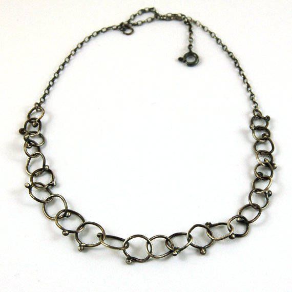 Silver handmade chain necklace. Dimensions: -length 45 - 50 cm, 17.7 - 19.7 in -links approx. 0.8 - 1.1 cm, 0.31 - 0.43 in Modern Handmade Link Chain Necklace, Handmade Minimalist Everyday Chain Necklace, Minimalist Handmade Chain Necklace For Everyday, Minimalist Handmade Chain Necklace For Everyday Wear, Modern Chain Link Necklace With Sterling Silver Clasp, Everyday Handmade Chain Link Necklace, Elegant Handmade Chain Link Necklace, Elegant Link Chain Necklace With Oxidized Finish, Minimalist Metal Oval Link Necklace