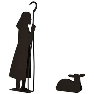 a silhouette of a woman with an umbrella next to a deer