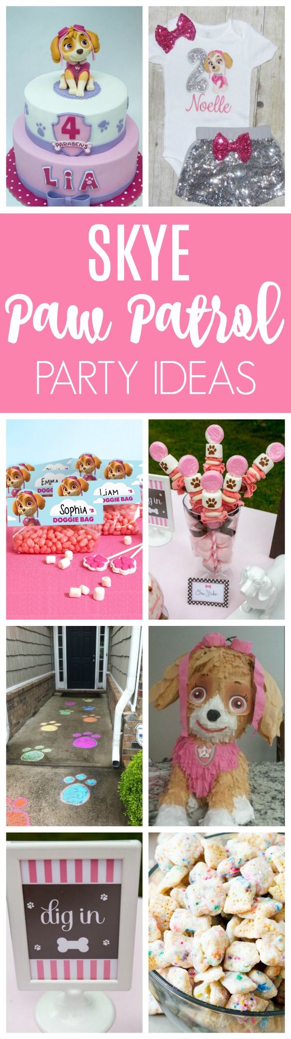 a collage of photos with pink and white decorations, including cupcakes, cakes, and other items