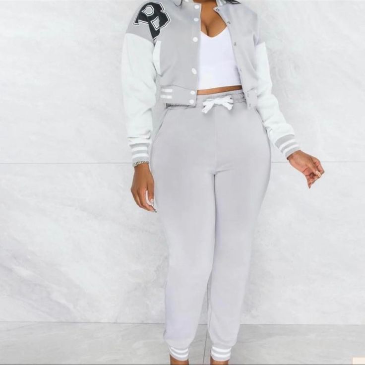 A Beautiful 2piece Joggers . Sporty Sets With Pockets For Spring, Casual Gray Sets For Spring, Gymshark Joggers, Grey Two Piece, Blue Tye Dye, Tie Dye Sweatpants, Champion Sweatpants, Black Jogger Pants, Grey Sweats