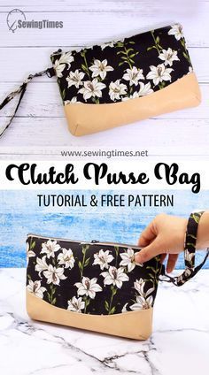 the clutch purse bag sewing pattern is shown