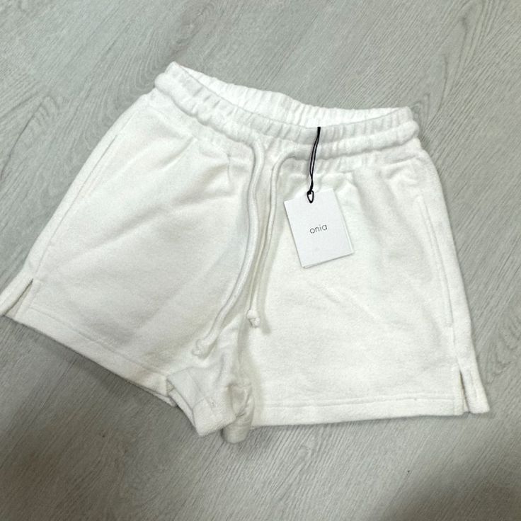 Onia Terry Shorts. Nwt. Size Xs. Color- White. Retail- $95 Chic White Bottoms With Drawstring, Chic White Drawstring Bottoms, Chic Short Bottoms With Drawstring, Chic Drawstring Short Bottoms, Chic Drawstring Shorts, Color White, Womens Shorts, Women Shopping, White