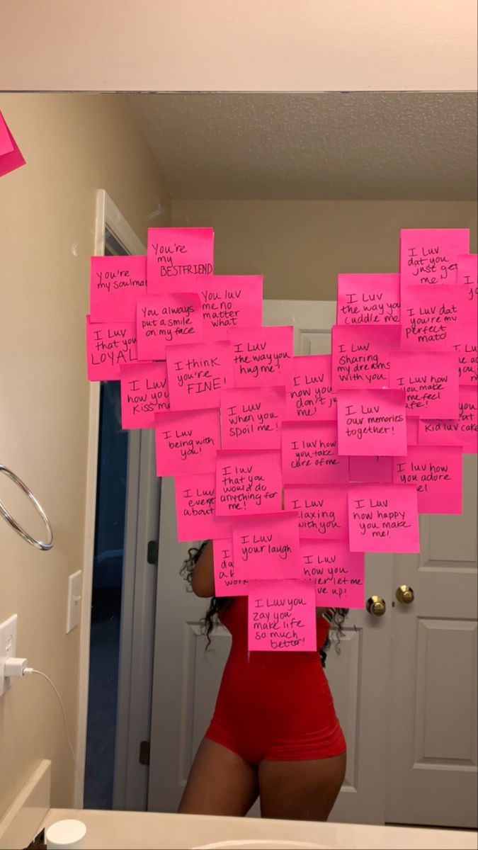 Sweet Mirror Notes For Him, Girlfriend Room Decoration, Birthday Sign For Boyfriend, National Girlfriend Day Gifts Ideas, I Love You Ideas For Him Diy, Anniversary Room Decoration Romantic Decorating Ideas, Romantic Sticky Notes For Him, Mirror Heart Sticky Notes, Birthday Room Surprise For Best Friend