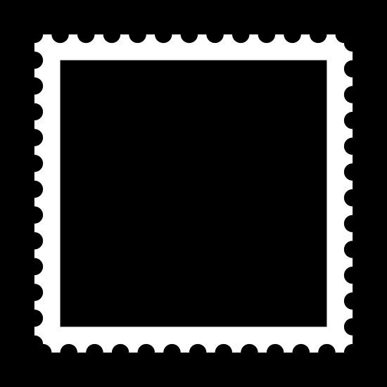 a black and white photo of a square stamp