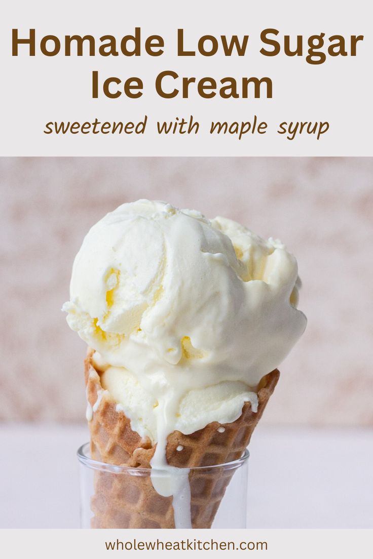 homemade low sugar ice cream with maple syrup