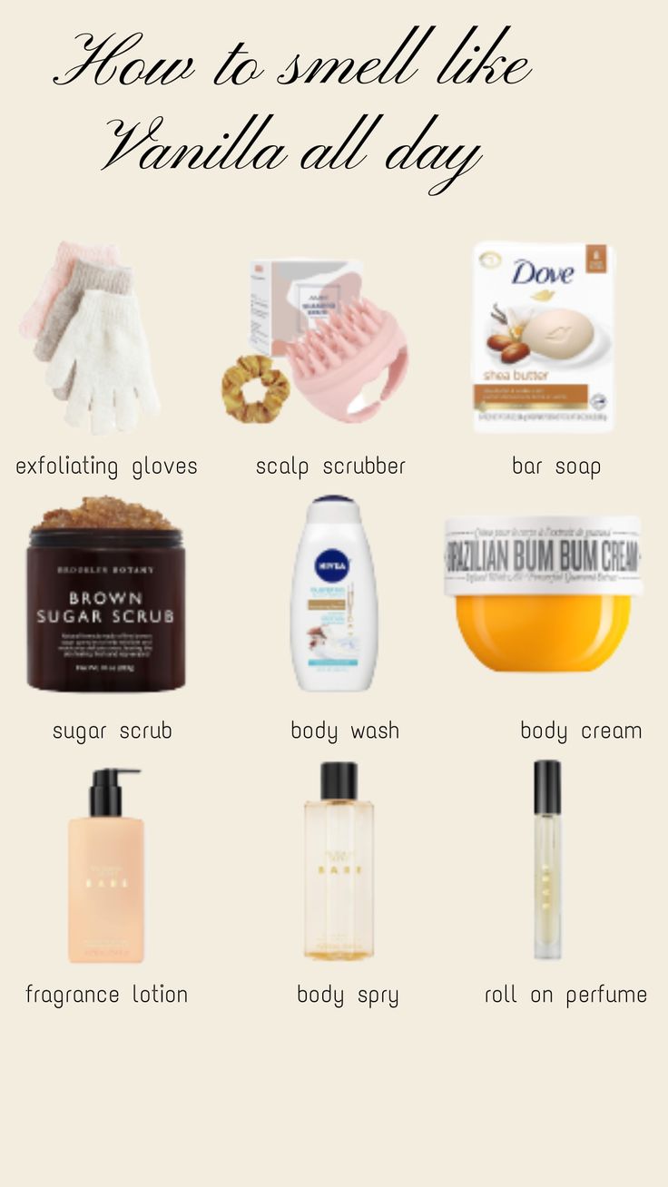 The first step to smelling good and having good hygiene is always a good shower, but to smell good all day and make the smells last you have to layer your smells. Try to pick body washes, scrubs, creams, lotions, and perfumes that smell similar. #hygiene #smellgood #vanilla #showerroutine Body Hygiene Smell Good, How To Smell Vanilla All Day, Things To Make Your Hair Smell Good, Body Care Products Smell Good List, How To Layer Shower Products, Body Care To Smell Good, Body Lotion And Perfume Combo, Best Body Wash And Lotion Combo, Body Wash That Makes You Smell Good All Day