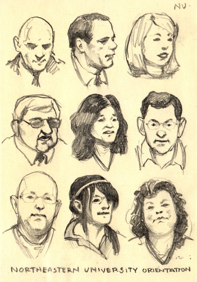 a drawing of people's heads with different expressions