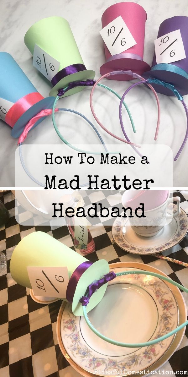 how to make a mad hatter headband with paper and ribbon for the top