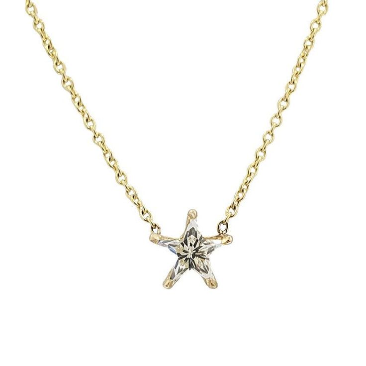 18K Gold Floating Solid Star Shaped Diamond Necklace Floating Necklace, Pre Black Friday, 18k Gold Chain, Pop Up Event, Cleaning Kit, Rose Gold Necklace, G H, Star Shape, Chain Lengths