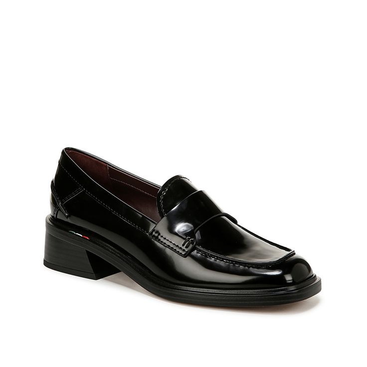 Franco Sarto-Gabriella Loafer Enjoy stylish versatility wearing the Gabriella loafer from Franco Sarto. Classic, menswear-inspired silhouette with feminine accents elevates the chic allure of this slip-on. It's crafted with responsibly sourced leather and Usda BioPreferred materials for sustainable style. A stacked block heel rounds out the elegant look. Spring Patent Leather Platform Loafers For Work, Patent Leather Platform Loafers For Spring Workwear, Spring Patent Leather Work Loafers, Spring Business Platform Loafers In Patent Leather, Fall Office Patent Leather Loafers, Elegant Patent Leather Platform Loafers For Spring, Modern Flat Platform Loafers For Formal Occasions, Elegant Spring Patent Leather Platform Loafers, Spring Formal Patent Leather Loafers