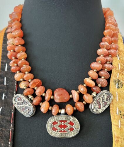 Ornate brass carnelian vintage Afghan tribal pendants & Carnelian 2 Row Necklace | eBay Antique Amber Pendant Necklaces, Antique Amber Pendant Necklace, Traditional Collectible Necklace For Festivals, Handmade Amber Jewelry For Festivals, Handmade Medallion Necklaces For Festivals, Handmade Medallion Necklace For Festivals, Antique Medallion Gemstone Necklace, Traditional Medallion Necklace From Vintage Collection, Traditional Medallion Necklace For Collectors