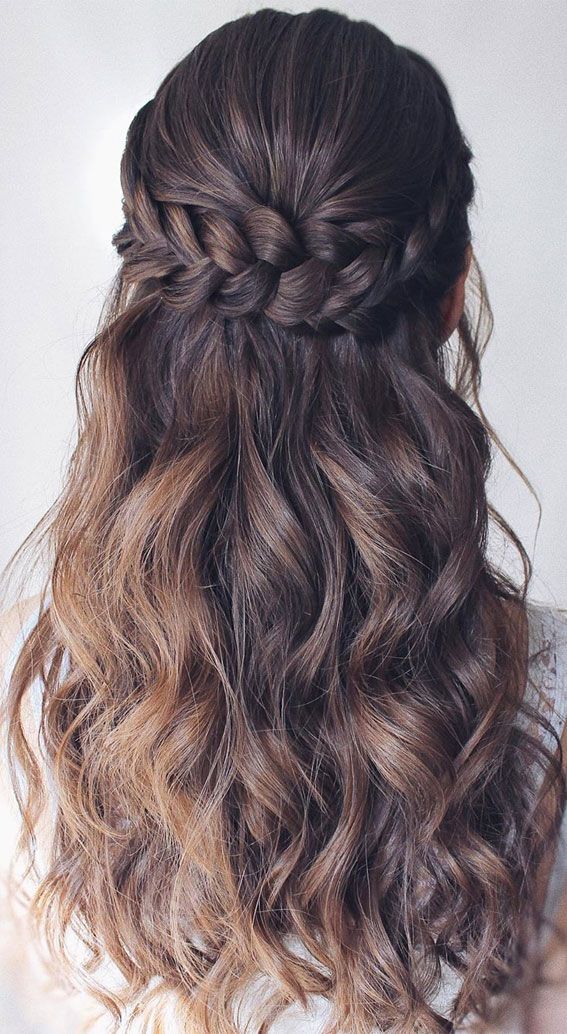 Bridemaids Hairstyles, Bridesmaid Hair Long, Side Braid Hairstyles, Baby Rose, Half Up Half Down Hairstyles, Prom Hair Down, Braided Half Up, Quince Hairstyles, Long Hair Wedding Styles