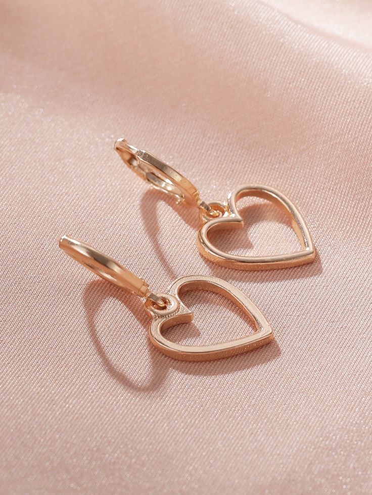 Gold Fashionable   Metallic  Dangle    Jewelry Cheap Trendy Heart Charm Earrings, Cheap Cute Heart Earrings For Party, Cheap Gold Heart Earrings For Party, Cheap Elegant Heart Earrings For Everyday, Cheap Cute Double Heart Jewelry, Cheap Heart Earrings For Wedding, Cheap Heart Earrings For Party, Cute Cheap Heart Earrings, Cheap Pink Trendy Heart Earrings