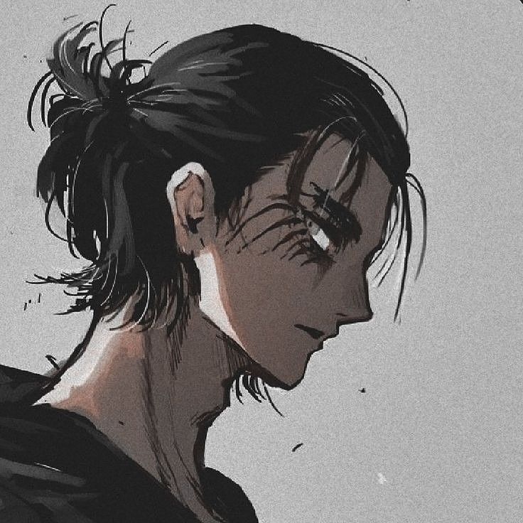 an anime character with black hair and piercings on his ears is staring at something