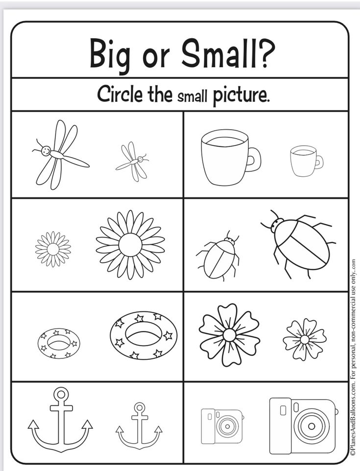 a printable worksheet for small pictures