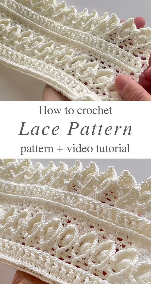 the crochet lace pattern is shown in two different stages, including being used to make