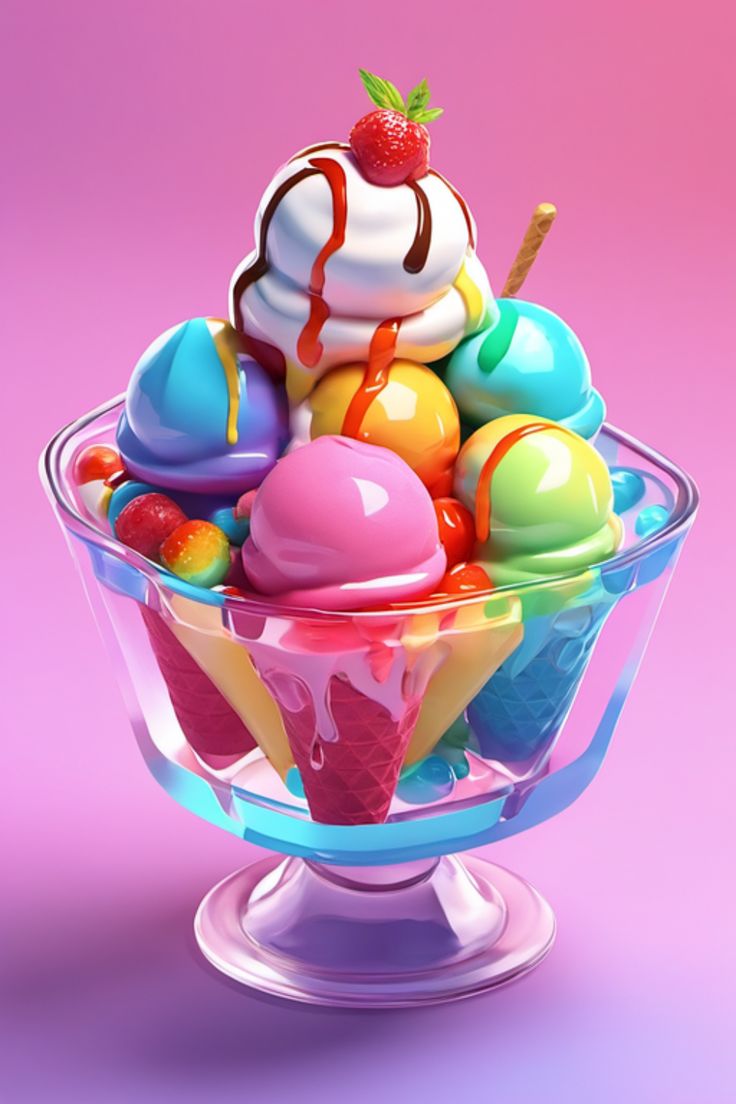 #icecream #icecreamaesthetic #rainbowaesthetic #summer #fun #rainbow #pink Galaxy Treats, Ice Cream Art, Rainbow Ice Cream, Food Pic, Jelly Wallpaper, Colorful Ice Cream, Happy Birthday Cake Images, Ice Cream Day, Pink Frosting