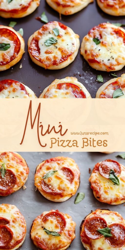 mini pizza bites with cheese and basil on top