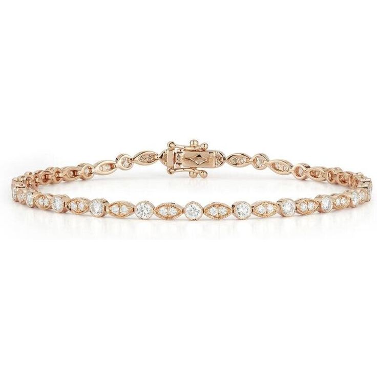 Sofer Jewelry - Oval and Round Shape Diamond Bracelet in 14K Rose Gold Luxury Oval Diamond Bracelet With Single Cut Diamonds, Luxury Everyday Rose Gold Diamond Bracelet, Luxury Oval Link Diamond Bracelet For Weddings, Elegant Rose Gold Diamond Chain Bracelet, Luxury Rose Gold Tennis Bracelet For Wedding, Elegant Rose Gold Tennis Bracelet For Anniversary, Luxury Oval Link Anniversary Tennis Bracelet, Elegant 14k Gold Diamond Oval Link Bracelet, Luxury Oval Link Wedding Bracelets