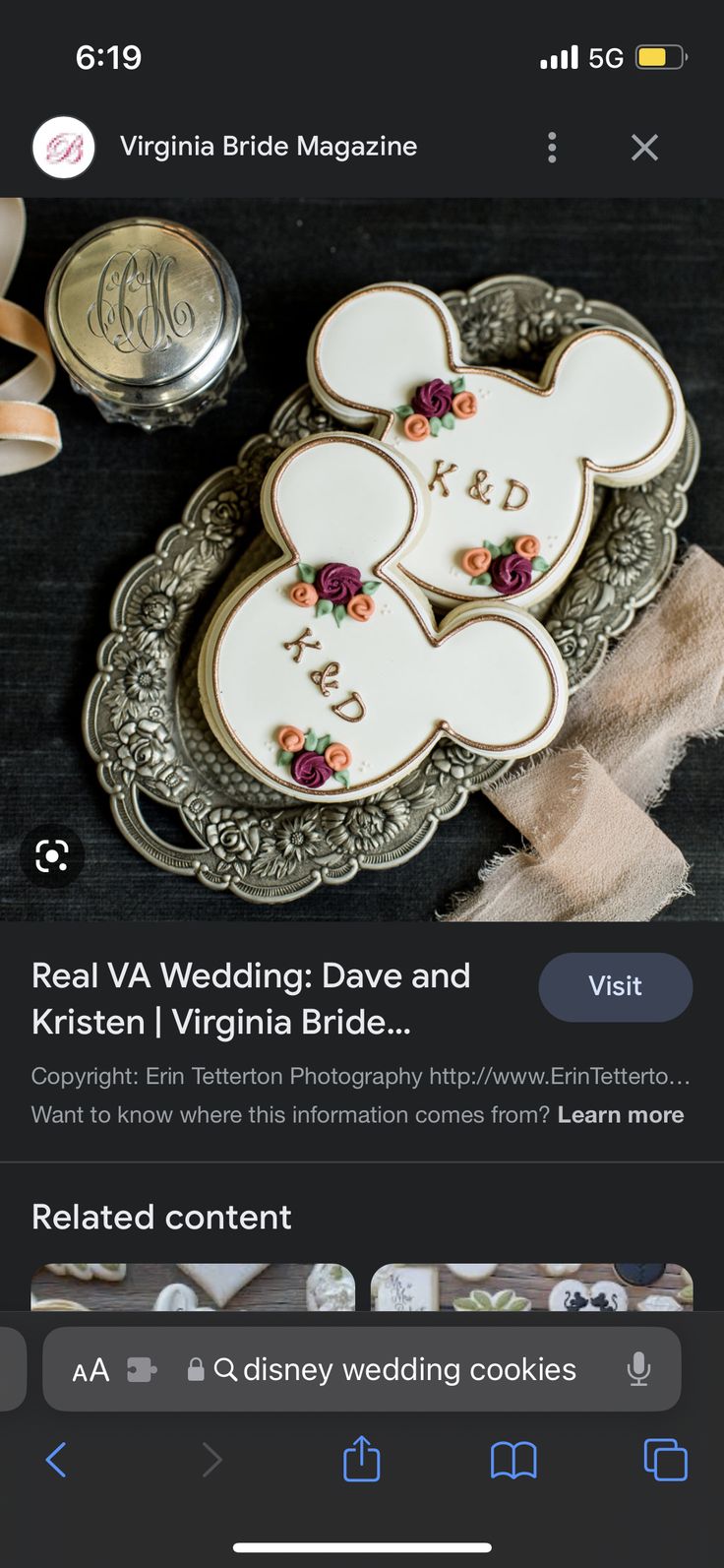 the disney wedding day and kristen's i virginia bride app on an iphone