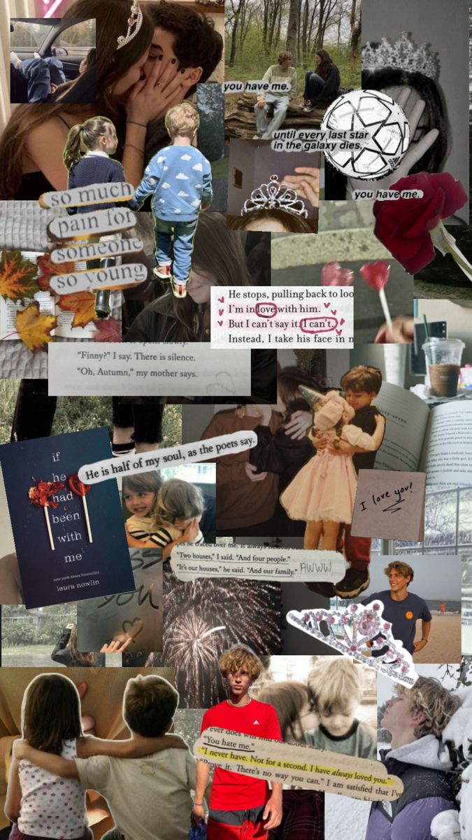 a collage of photos with people and words on them, including children's names