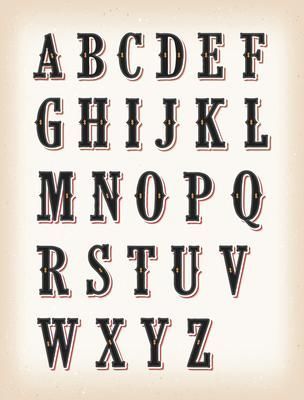 an old fashioned type of alphabet