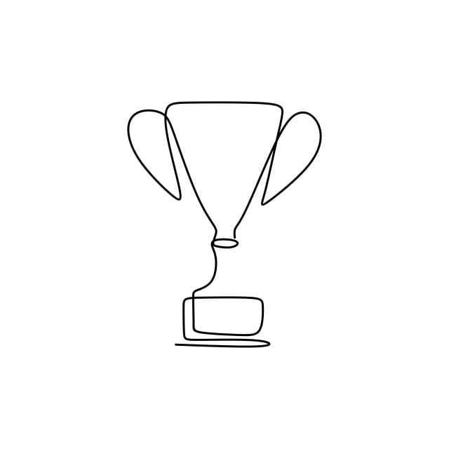 a black and white drawing of a trophy