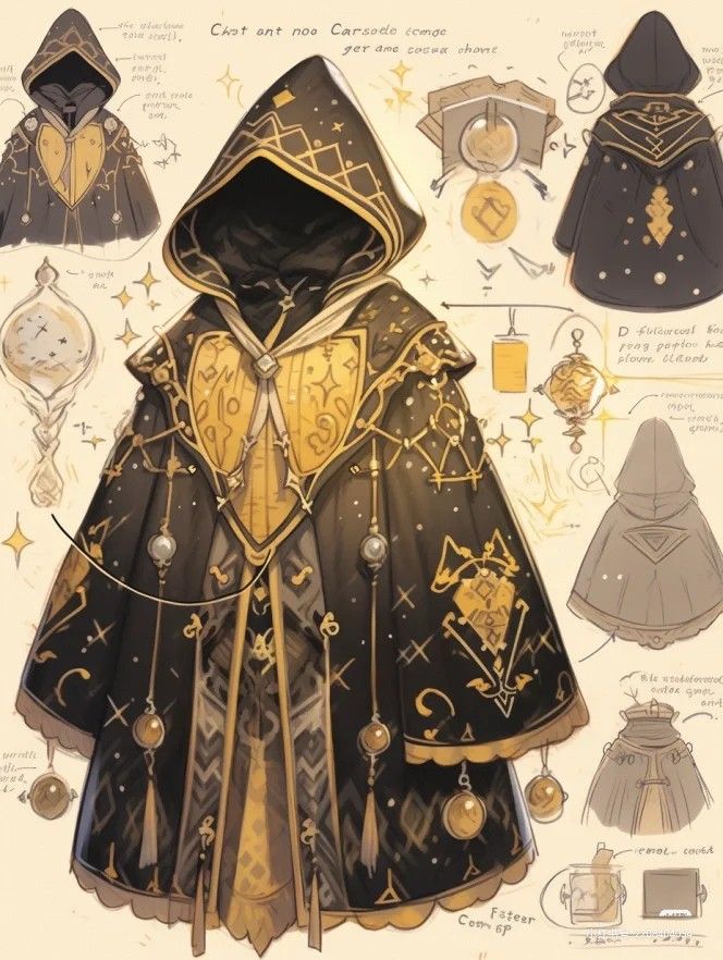 an image of a costume that looks like it has gold and black details on it