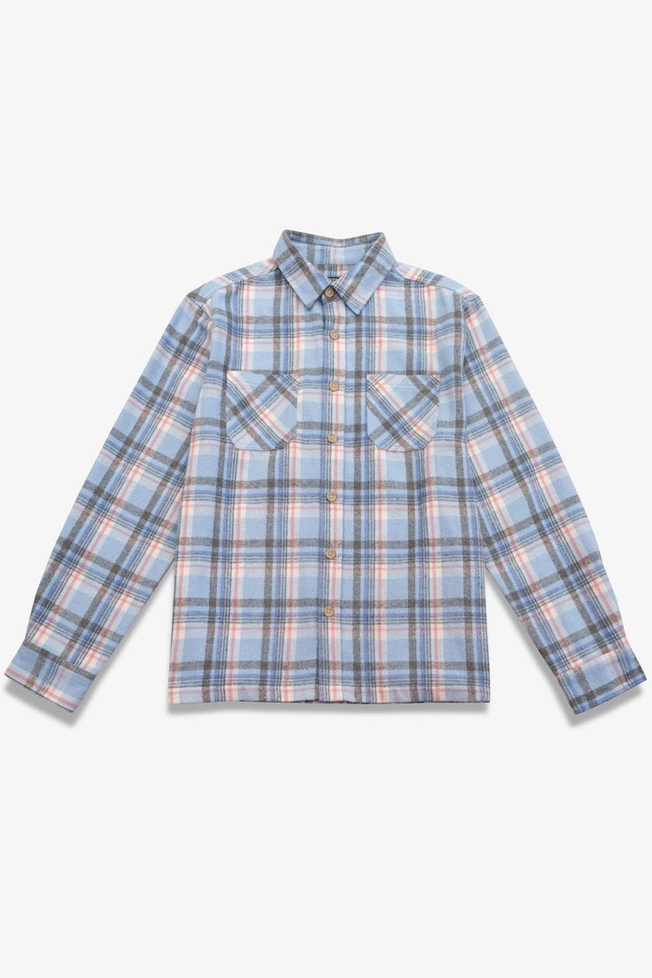 #color_blue-pink Winter Collared Flannel Shirt For Everyday, Casual Collared Flannel Shirt For Winter, Plaid Flannel Shirt For Everyday Winter Wear, Winter Cotton Collared Flannel Shirt, Winter Flannel Collared Shirt, Blue Flannel Shirt For Fall, Long Sleeve Flannel Shirt For Fall Casual Gatherings, Winter Workwear Flannel Shirt Long Sleeve, Classic Collared Flannel Shirt For Winter