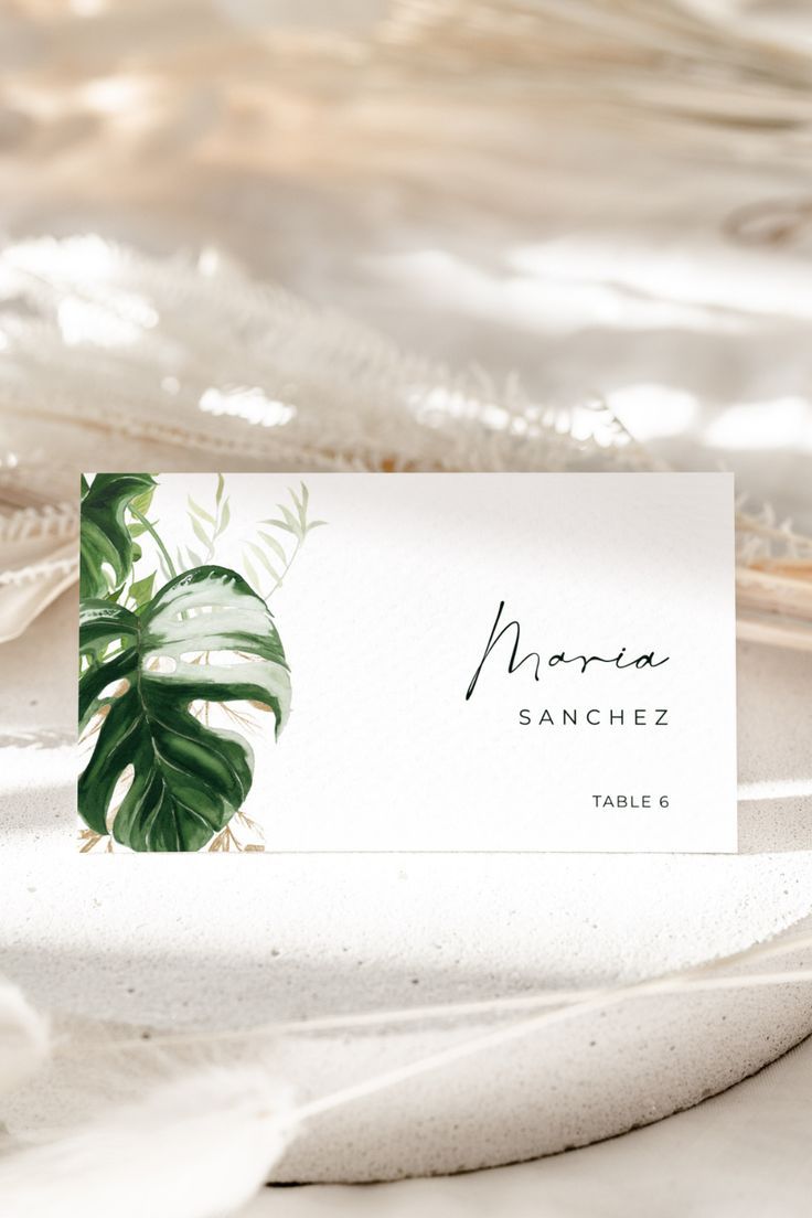 editable place card	place card wedding	place card template	wedding name card	place card printable	name card template	flat place card	wedding place card	name card	DIY name cards	tropical place card	monstera place card	tropical name card

instant download
editable template
printable place cards
printable name cards

monstera wedding
tropical wedding
tropical greenery wedding Monstera Printable, Monstera Wedding, Leaves Name, Tropical Place, Wedding Name Cards, Wedding Place Card, Place Card Template, Reception Tables, Monstera Leaves