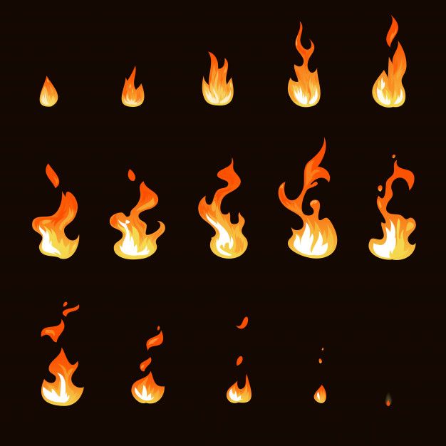 fire flames in different stages and shapes