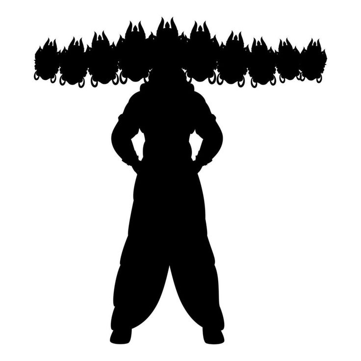 the silhouette of a person with an elaborate hat on his head and hands behind their backs